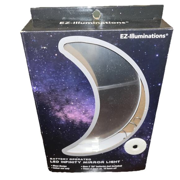 EZ-Illuminations LED Infinity Mirror Light Moon With Timer Battery Operated Fun - Picture 1 of 8